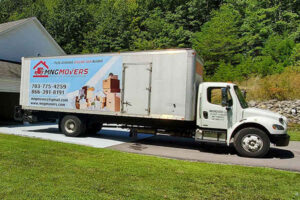 moving truck parked while waiting for loading for a long distance move
