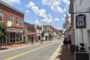 Walkable downtown Leesburg historic district with boutique shops and restaurants.
