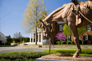Elegant brick museum with equestrian art and rare books on display.